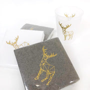 Modern Deer Cocktail Napkins - White