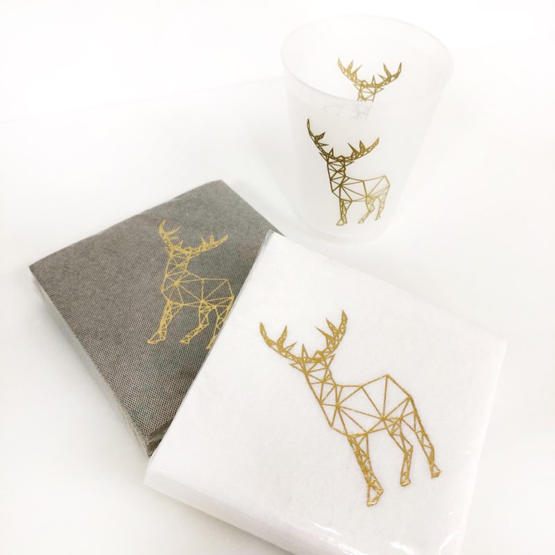 Modern Deer Cocktail Napkins - White