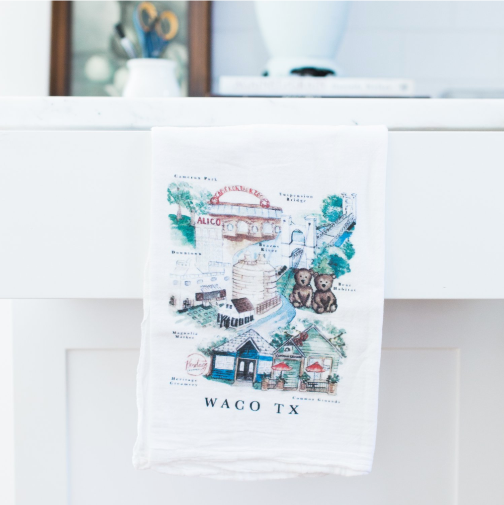 Waco TX City Map Tea Towel