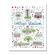 College Station Map Art Print