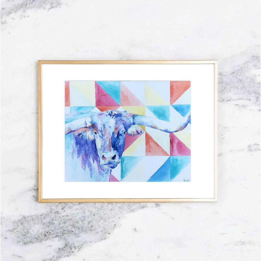 Modern Watercolor Bull Art Print