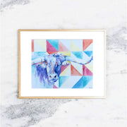 Modern Watercolor Bull Art Print