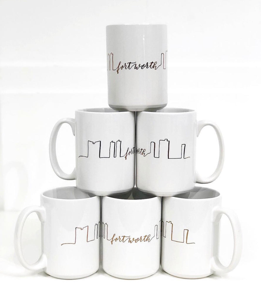 Gold Foil Fort Worth Skyline Mug