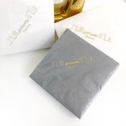 Fort Worth Skyline Cocktail Napkins - White Linen