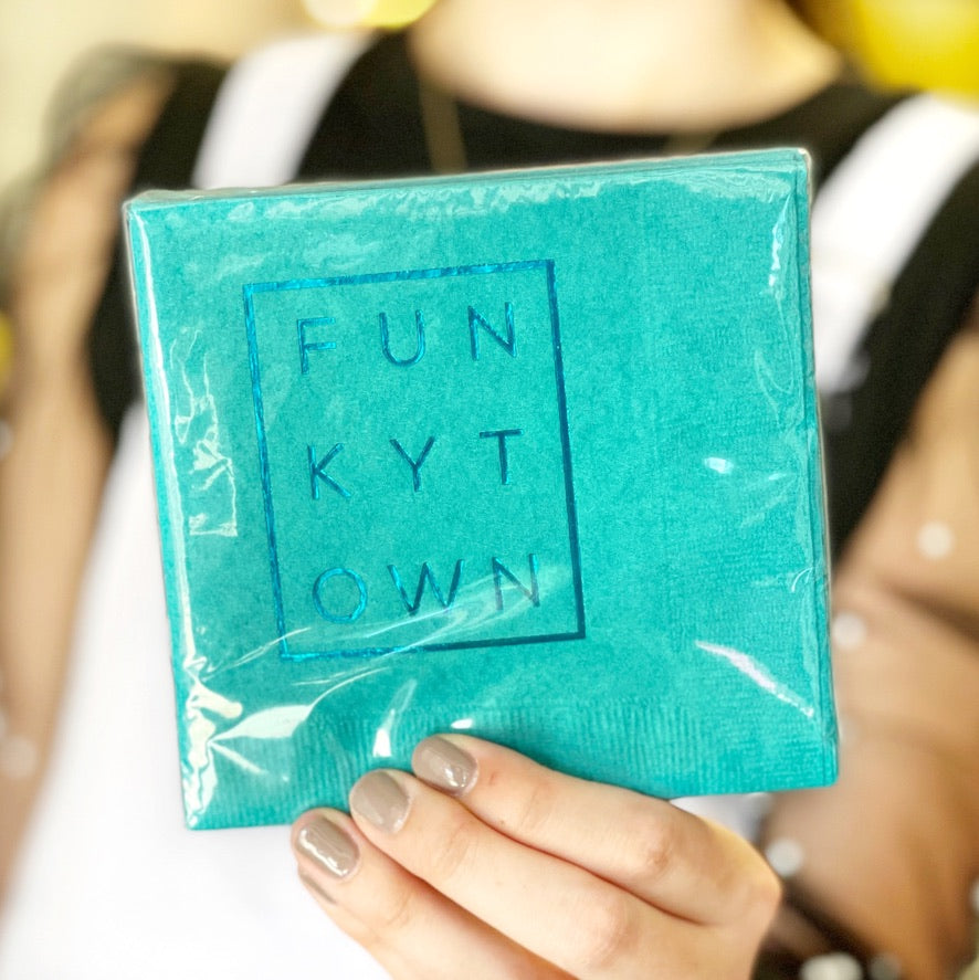 Funkytown Cocktail Napkins - Teal 3-Ply