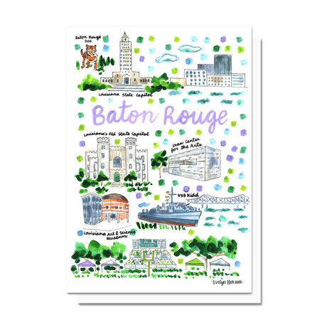Baton Rouge Map Greeting Card