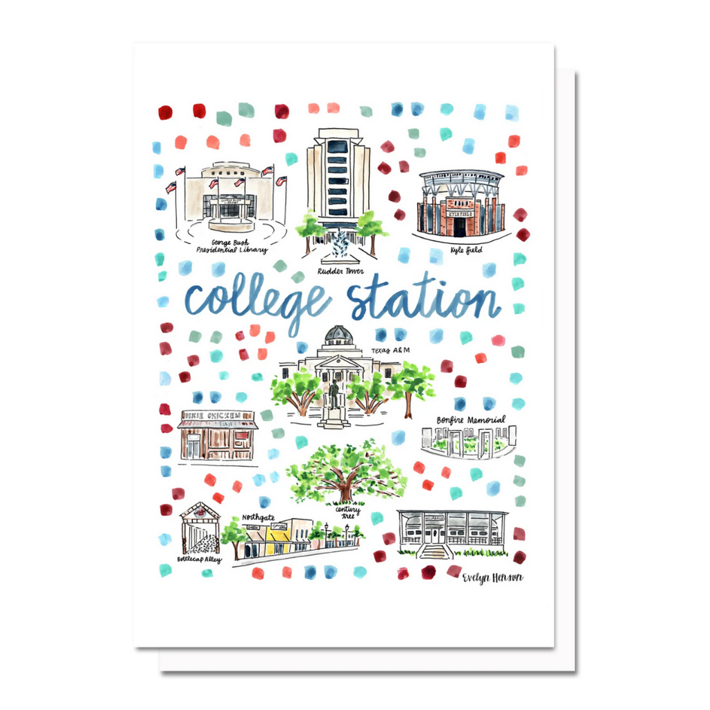 College Station Map Greeting Card