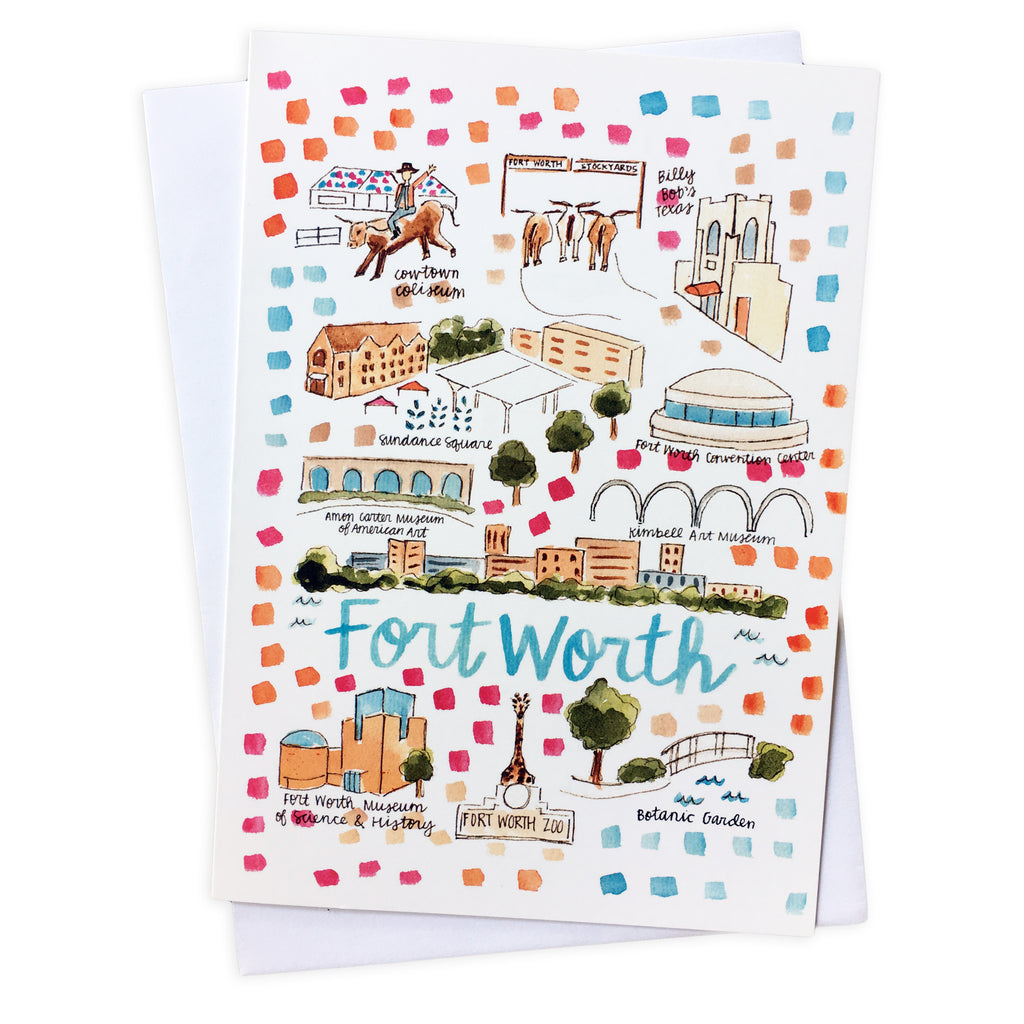 Fort Worth Map Greeting Card