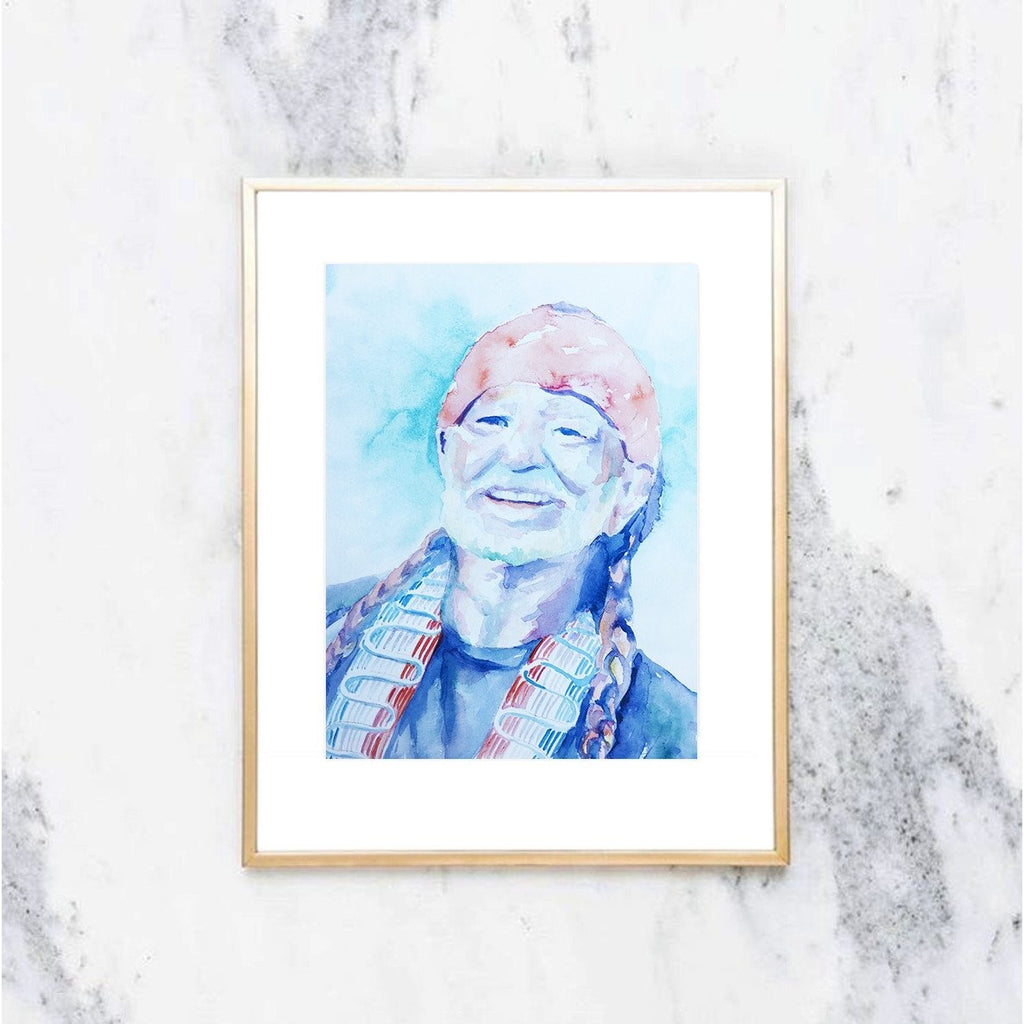 Willie Nelson Watercolor Print